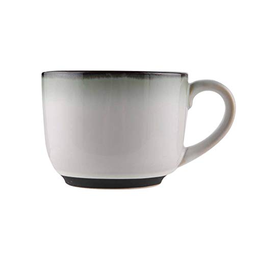 JLWM Tazones De Consomé Tazón Para Sopa Con Asa Americano Cerámico La Leche Desayuno Avena Copa Ensalada De Frutas Fideos-Gris degradado-650ML