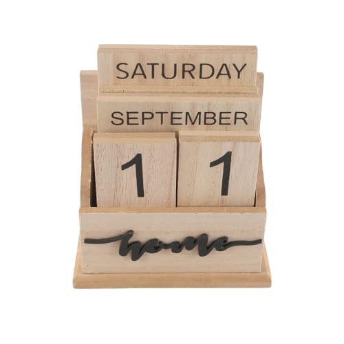 VOANZO Calendario perpetuo de Madera Vintage con Cuenta