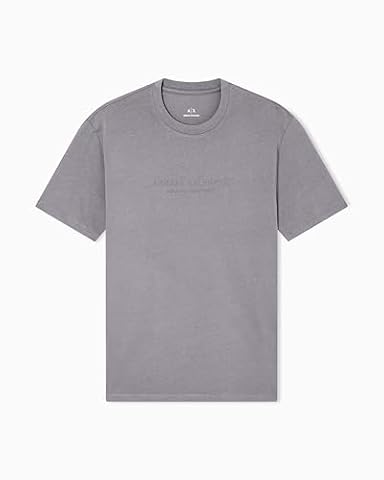 Armani Exchange Men's Short Sleeve Front Milano-New York Logo Lettering T-Shirt, Grey, XXL, ciemnoszary (Dark Gull Gray), XXL