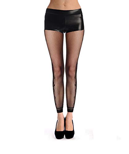Image of Women High Waist Fishnet Footless Leggings Flower Pattern Footless Tights