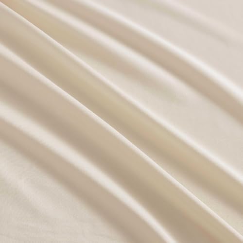 Image of Martha Stewart - Twin Size Sheets Set, Crisp & Tailored Cooling Sheets w /a Naturally Smooth Cotton Percale Lightweight Feel - Bed Sheets with Matching Pillowcase & Fitted Sheet (Skylands Solid Beige)
