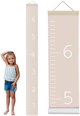 Morxy Canvas Growth Chart for Kids - Unisex Kids Room Wall Decor - Measuring Height Chart- Wall Tape with Height Chart for Kids (Plain Beige)