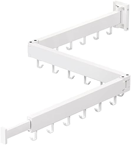 ZdwCyl Clothes Drying Rack,Laundry Drying Rack Wall Mount, Space Saver Wall Mounted Clothes Rack,Retractable,Collapsible(Tri-Fold), White Color Drying Rack Clothing