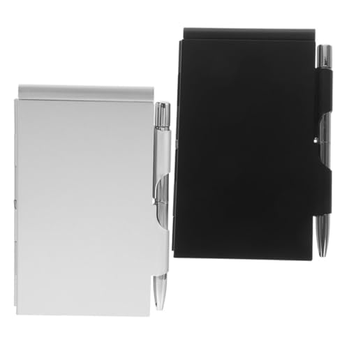 DOITOOL 2セット アルミ合製ポケットノート 軽量コンパクト手帳 内蔵ペン付き 小型メモパッド オフィスや持ち運びに