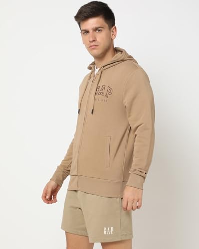 Image of Gap Men Regular Fit Logo Print Full Sleevesd Cotton Hoodie