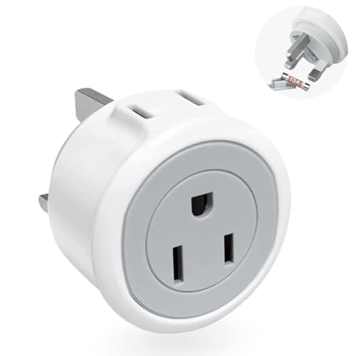US to UK Plug Adapter SHUOMAO 2 in 1 USA to UK Travel Adaptor with 13A Fuse American Converter Plug Power Adapter for America Canada China Japan Mexico(Type A B)