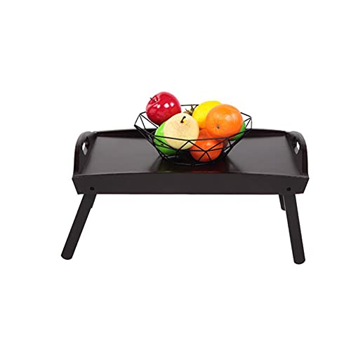 Bandeja plegable de madera para cama de desayuno en la cama, mesa de comedor simple para sofá, cama, mesa de picnic con asa