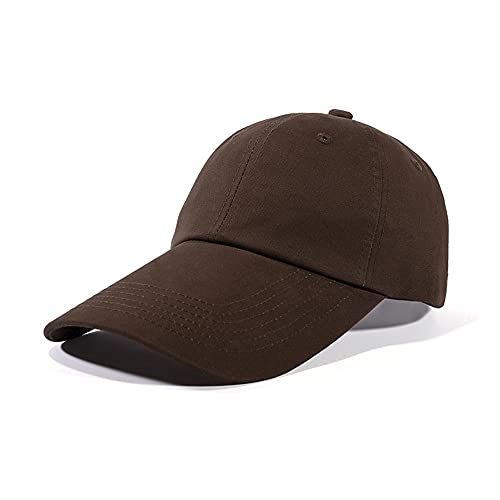 Yizhichu1990 4.3" Long Bill Dad Hat Men Women Plain Polo Twill Baseball Cap Unstructured Soft, Coffee, L