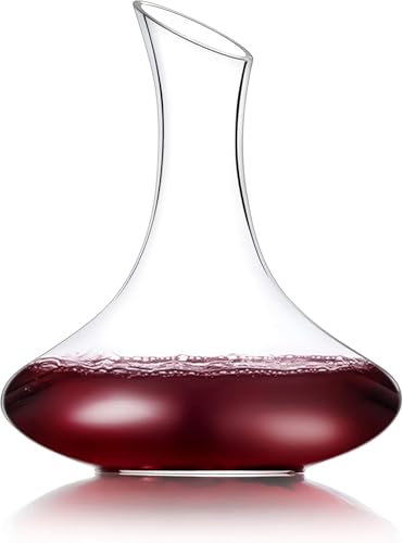 Image of VILON Wine Decanter Wine Carafe Hand Blown Lead-Free Crystal Decanter, aerating Decanter for Wine Gift, Wine Accessories Decoration | 1500 ML | Clear (Wine Decanter)