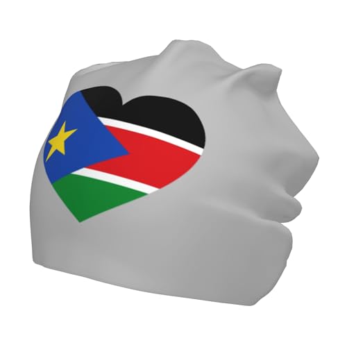 Love South Sudan Flag Children Hip Hop Knitted Hat Kids Elastic Leisure Knit Cap Warm Sleep Beanies Black