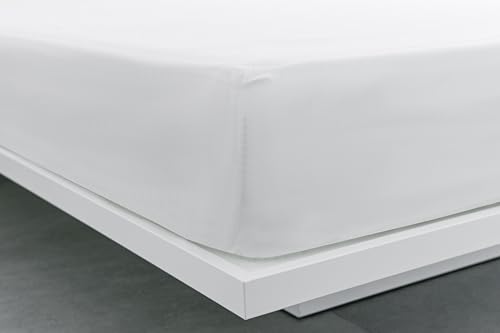 SEDALINNE   Sábanas Bajeras   Sábana Bajera 105x190 cm Ajustable   Sábana Bajera 100% Algodón   Calidad 144 Hilos   Cama 105x190/200   Sábanas Suaves y Resistentes   Blanco