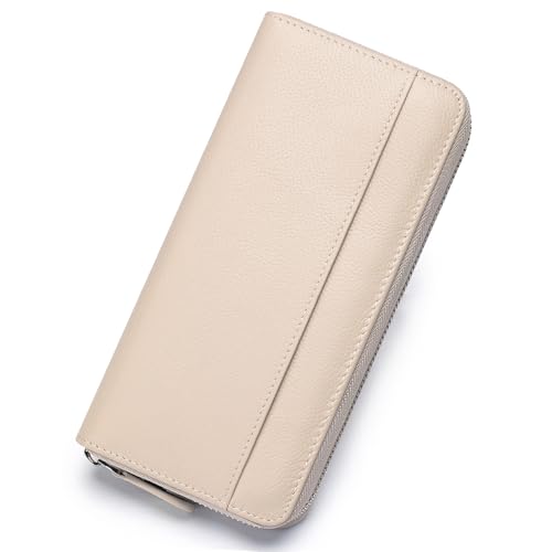 Image of RFID Blocking Womens Zipper Wallet Leather Large Capacity Billfold Clutch Zip Around Wallets for Women