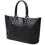 [イグニッションオリジナル] トートバッグ 大容量 ビジネス 通勤 レザー メンズ ブラック A4収納 軽量 (スムースレザー)