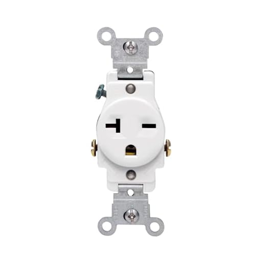 Leviton 107-5821-WSP S02-05821-0Ws Single Receptacle, 250 Vac, 20 A, 2 Pole, 3 Wire, Pack of 1, White