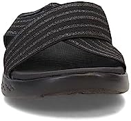 Skechers Women's ON-The-GO 600-CROSS Band Slide Sandal, Black/Gray, 9 | Image 2