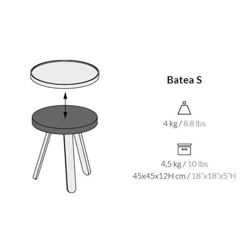 Batea S Tray Table Woodendot grise petite table d'appoint bois