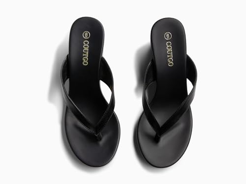Image of Coutgo Womens Wedge Heels Sandals Platform Flip Flops Slides Slip On Summer Beach Shoes