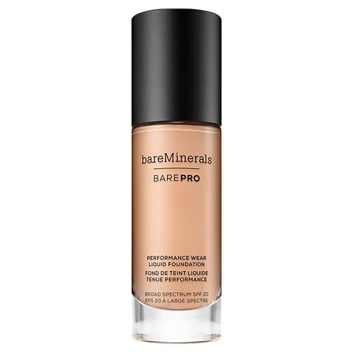 bareMinerals Barepro Performance Wear Liquid Foundation SPF 20, Breathable Makeup for Face, Full Coverage, 24HR Wear, Natural Matte Finish, Vegan #1