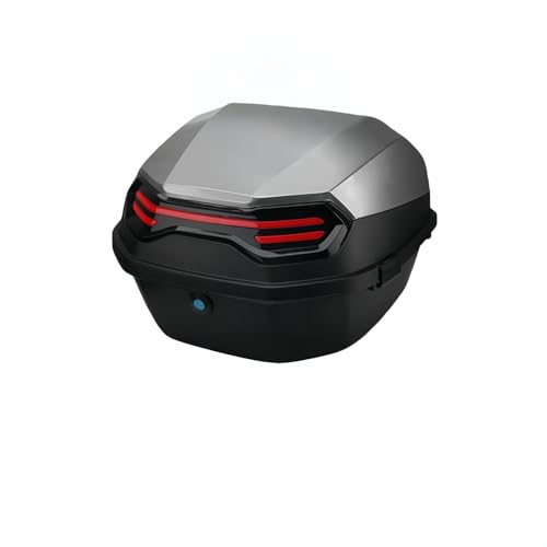 バイク用リアボックス 44L大容量 防水トップケース 軽量設計 ステンレスロック付き 盗難防止対応 反射板搭載 バックレスト内蔵 耐衝撃・耐摩耗仕様 オートバイ用テールボックス 旅行 キャンプ 通勤向け 取り付け簡単 ブラック (テールボックス+大基板です