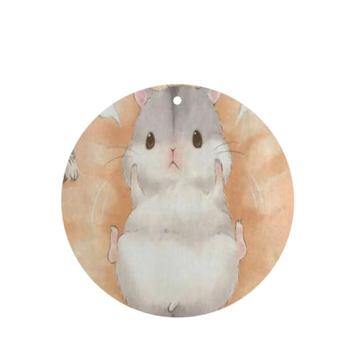 2パック 吊り下げ式車用芳香剤カード - 長持ちする吊り下げ式アロマセラピーカード (ラベンダーの香り) 車、自宅の寝室、ワードローブ、靴箱などに最適 ユニセックス(北欧のかわいいアニメハムスターパターン)