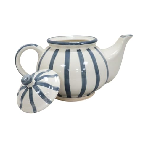 Image of Saras Aajeevika Handmade Ceramic Round Tea Pot Kettle -1000ml|Prefect for Serving Hot Soups Herbal Coffee Milk Teapot Sauce Boat Daily Use Home Kitchen Dining Table Decor Return Gift Items