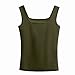 LIKENNY Camisole Femme Sexy Col Rond Simplicité Slim Tank Top Femme avec Coussin Poitrine Mode All-Match Décontractée Shirt Femme Cool Été sans Manches Top Femme F-Army Green XL