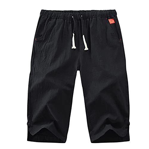 Men's Casual Capri Pants Summer Workout Relaxed-Fit Pants Lightweight Chinos Pants Drawstring Outdoor Sports Pantalones3