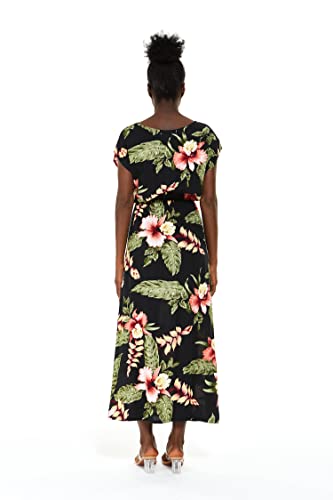 Image of Family Matching Hawaiian Clothes, Black Rafelsia | Lightweight 100% rayon • Family matching outfits • Beach vacations • Luaus • Cruises • Family photos