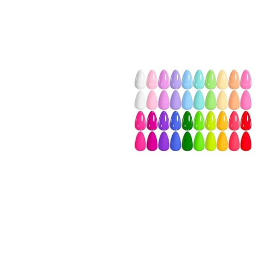 Beetles Milky White Press On Nails Short Squoval, 32pcs 16