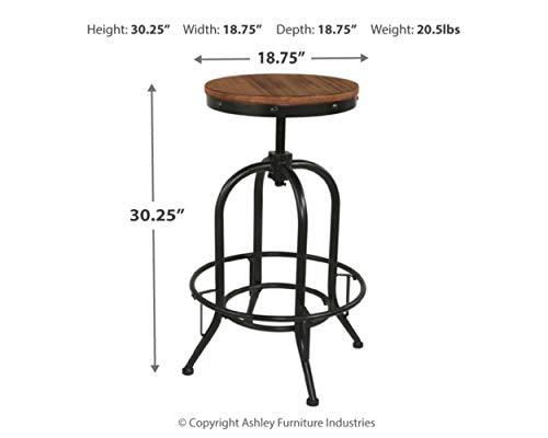 Signature Design by Ashley Pinnadel Industrial Adjustable Height Swivel Barstool, 2 Count, Brown - Image 3