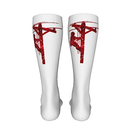 Red Electrician Knee High Socks For Women Long Tube Socks Athletic Compression Socks Unisex High Socks Girls4