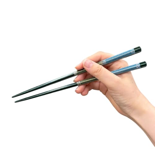 【食洗器対応箸(至高)】 天然木 日本製 おはし 高級 和柄 モダン 木箸 箸 すべり止め 家庭用 (マティス 男性用 緑青/23p)