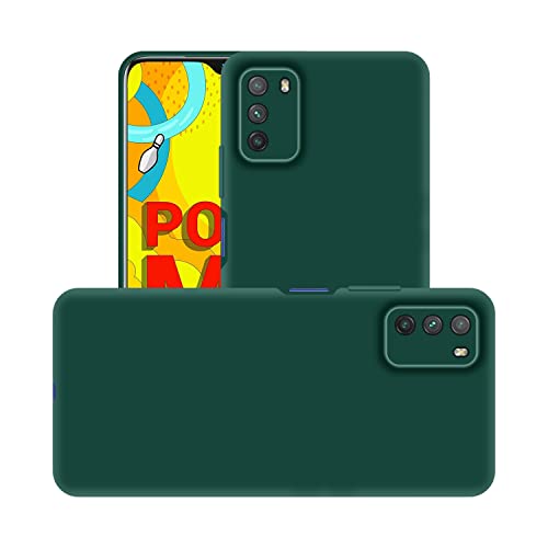 Image of Case Creation Liquid TPU Silicone Cover for Poco M3 Soft Case,Anti-Dirty Slim Case Frosted Matte Cute Candy TPU Raised Bezel (Splash of Color) Back Case Cover for Xiaomi Poco M3 -Lake Green
