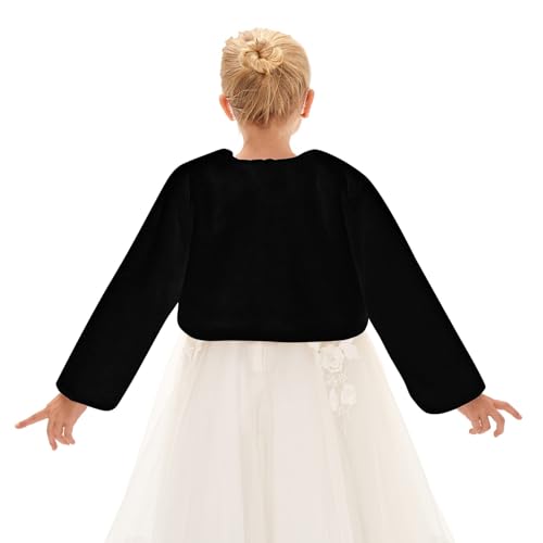 Girls Faux Fur Bolero Shrug Kids Toddler Girls Princess Shawl Wraps Open Front Long Sleeve Cropped Elegant Cardigan2