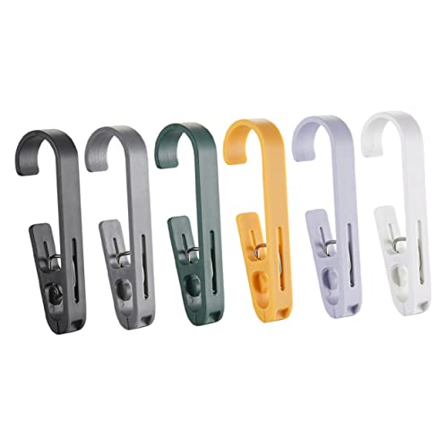 PRETYZOOM Curtain Clip Hanger Holder 6-Pack Multi-use Hanger Clips Drying Racks Clothes Skirt Pant Hangers Space-Saving
