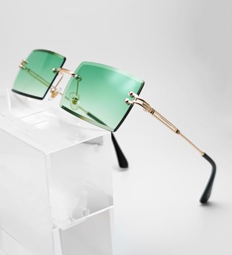 Image of Rectangle Sunglasses for Women Men Fashion Retro Rimless Frameless Tinted Lens Sun Glasses Shades 2026 Stylish