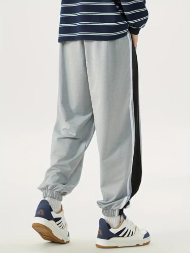 Image of Q - RIOUS Men's Black Colorblock Jogger Sweatpant | Contrast Side Stripe Sportswear | Casual & Gym Wear