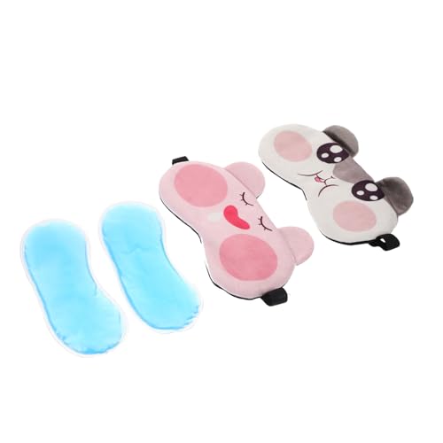 KOMBIUDA 2個 目隠し eye mask eye patch shadrow 柔らかいぬいぐるみアイマスク 眠る目 アイシェードマスク 家庭用子供用アイカバー ポリ塩化ビニールのアイスパック