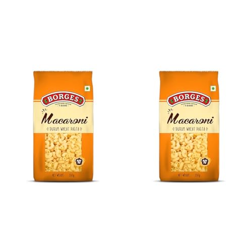 Image of Borges Macaroni Pasta | 100% Durum Wheat | High In Protein | Natural Ingredients | Maida Free, 350 Gm (Pack of 2)