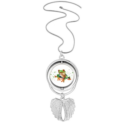 Collier grenouille verte art déco et ses ailes d'ange en émail précieux