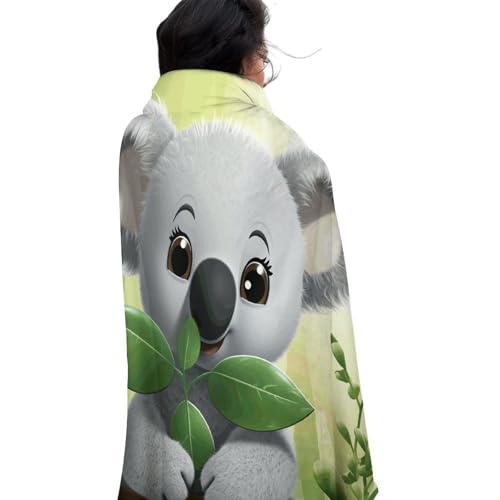 Couverture de plage ronde Koala en microfibre de coton avec franges