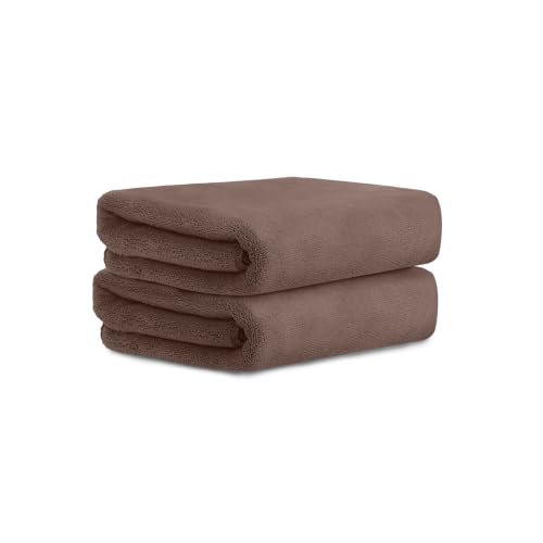 Image of HOUSSE Premium Hand Towel | Microfiber | Super Soft & Quick Dry | Home, Gym, Yoga, Fitness & Weight Lifting | Ultra Absorbent | 550GSM, 60x40cm [2-Pack] (Fossil)