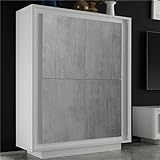 Kasalinea - Aparador alto blanco lacado mate y efecto hormigón Hector