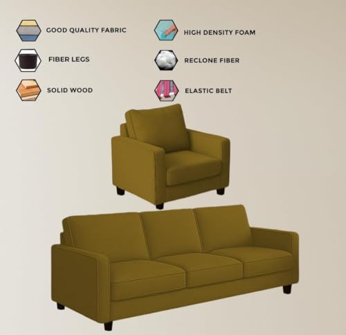 Image of The MM Furniture store Premium Fabric Sofa - Camel (3+1+1 Seater)