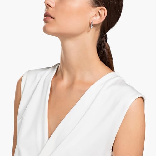 Swarovski Sommerset hoop earrings, White, Rhodium plated, One Size, Silver, Crystals4