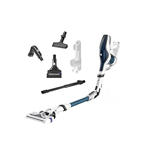 Rowenta Air Force Flex 560 - Escoba inalámbrica multifunción, Tubo Flexible, perforador, 2 aspitos, 1 Cabezal Aqua Aspire y Lava Suelos Duros simultáneamente RH9490WO, Azul y Gris