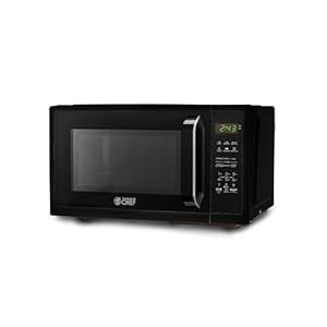 COMMERCIAL CHEF 0.9 Cubic Foot Microwave with 10 Power Levels, Small Microwave with Grip Handle, 900W Countertop Microwave with Digital Display, Door Lock and Kitchen Timer, Black