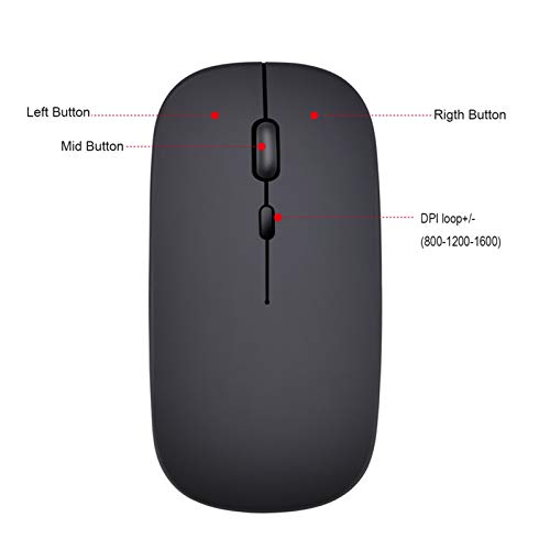 Andoer HXSJ M90 Dual Mode Wireless Mouse BT5.0 2.4G Optical Mouse Ergonômico Recarregável Mouse 1600