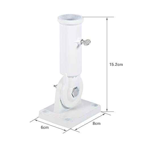 Nikou Flag Pole Holder - Adjustable Flag Pole Bracket Heavy Duty Wall Mount Flag Pole Holders White Metal Flag Pole Windsock Base with Screws