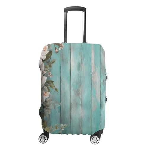Travel Luggage Cover Elastic Suitcase Protector Anti-Scratch Washable Teal Barn Door Floral Luggage Sleeve Tsa Approved Carry on Covers Baggage Cover Fits 18-32 Inch Luggages